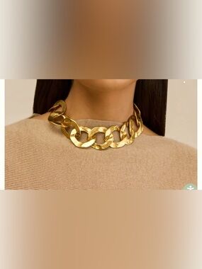 cult gaia Dulce Hammered Gold tone Link choker Necklace